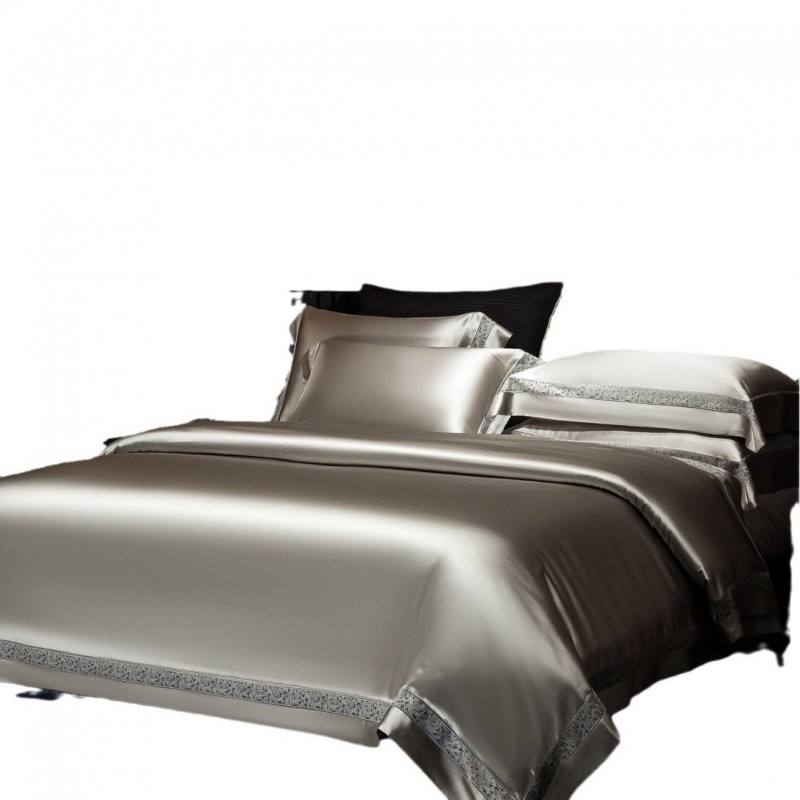 Silk Cotton Satin Hollow-out Four-piece Bedding Set
