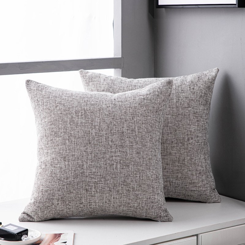 Solid Color Linen Sofa Pillow Cushion Living Room ...