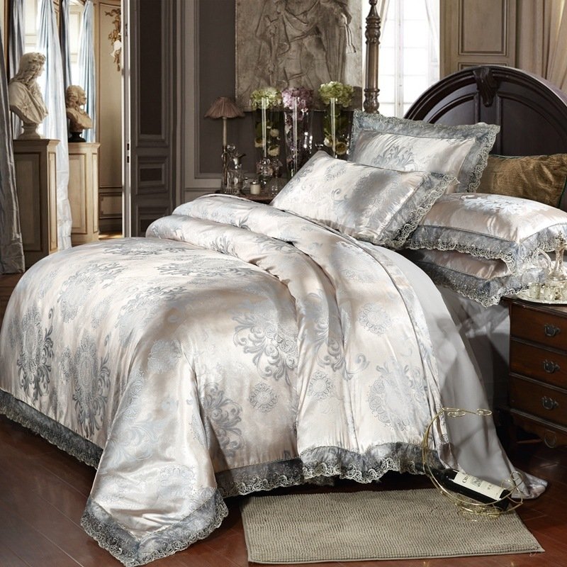 Satin Jacquard Three-Piece Fitted Sheet Set Bedding Set Satin Jacquard Three-Piece Fitted Sheet Set Bedding Set
