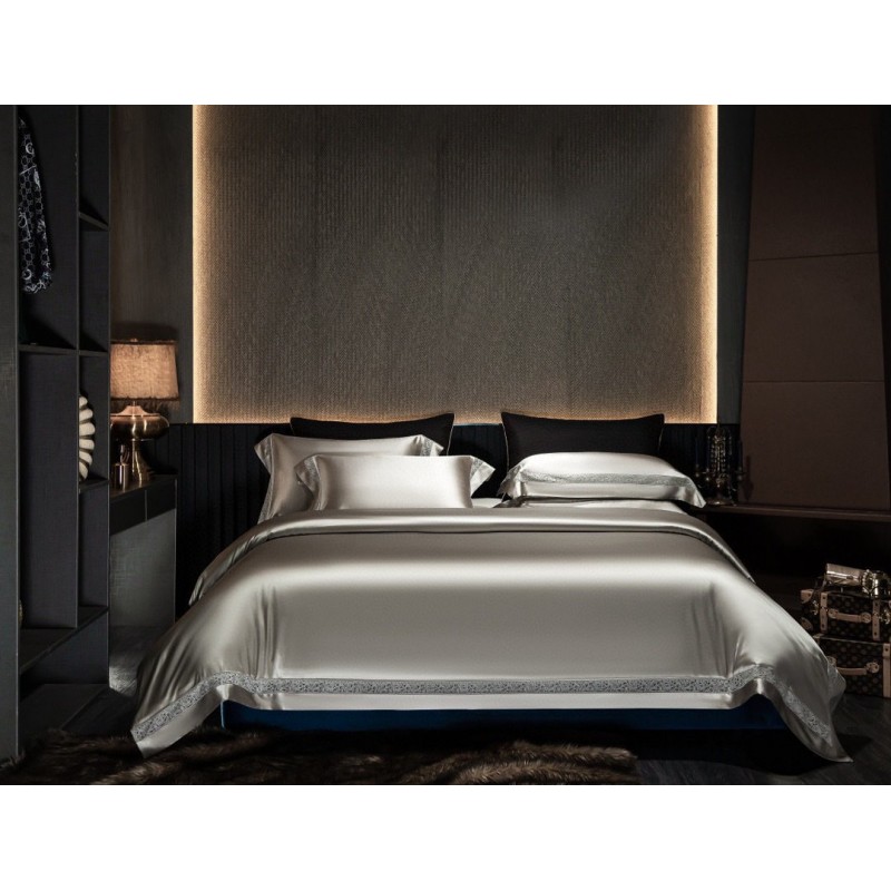 Silk Cotton Satin Hollow-out Four-piece Bedding Set