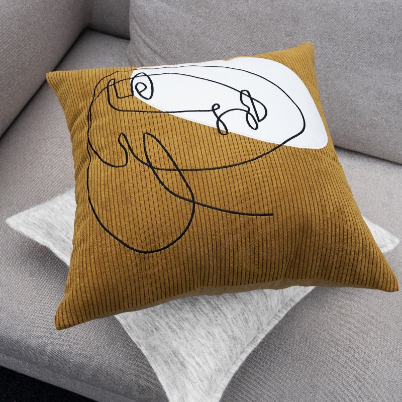 Nordic Modern Corduroy Embroidered Throw Pillow Nordic Modern Corduroy Embroidered Throw Pillow
