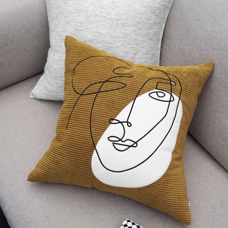 Nordic Modern Corduroy Embroidered Throw Pillow Nordic Modern Corduroy Embroidered Throw Pillow
