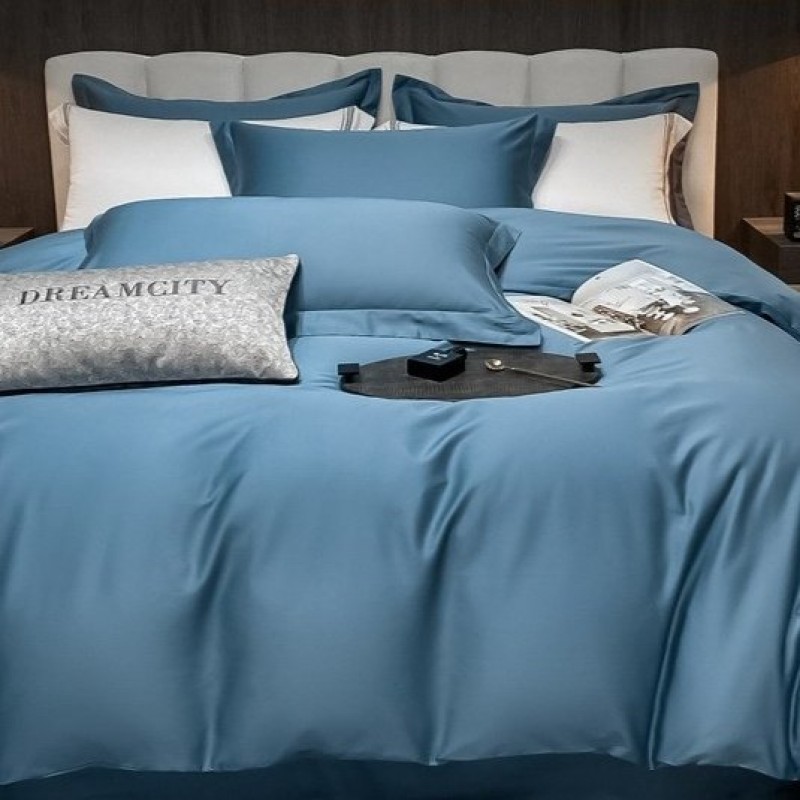 Cotton Solid-Color Bedding Thickened Bed Sheet And Duvet Cover Four-Piece Set