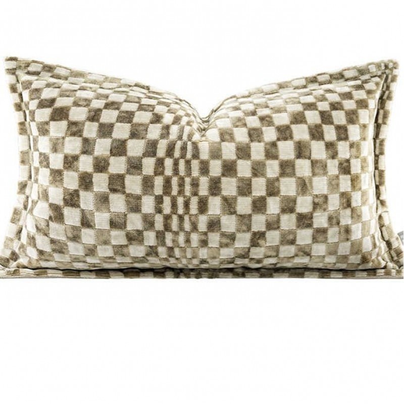 Minimally Designed Nordic Ins Checkerboard Plush Cushion