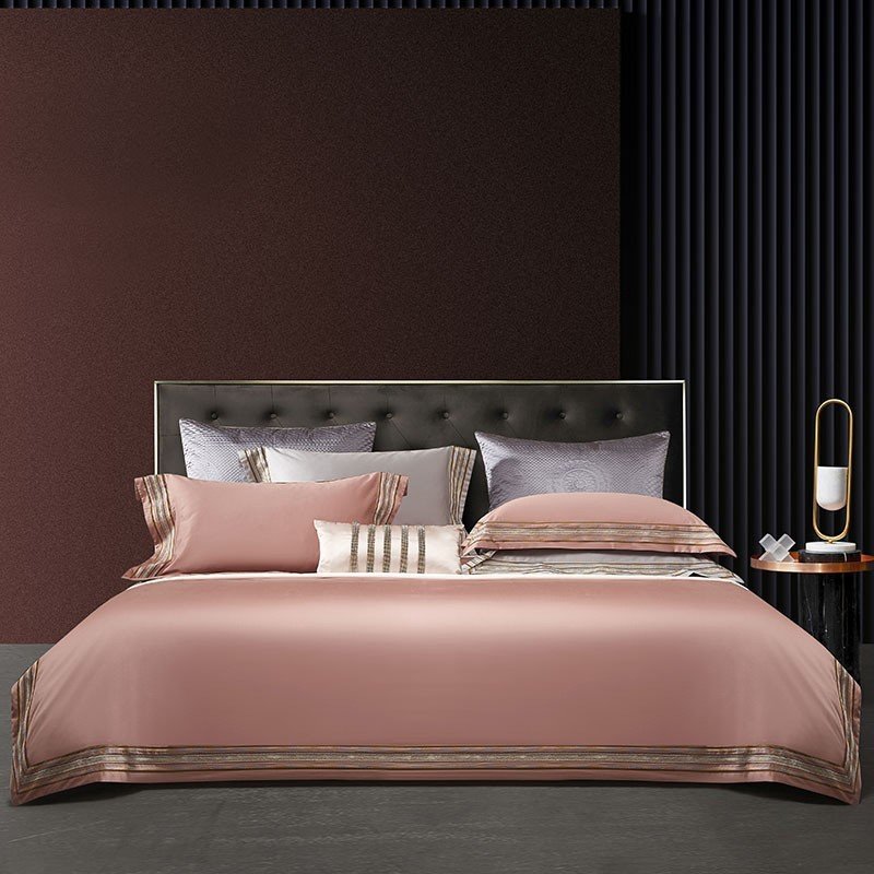 Light Luxury Solid 140 Thread Count Embroidery Solid Four Piece Bedding Set Light Luxury Solid 140 Thread Count Embroidery Solid Four Piece Bedding Set