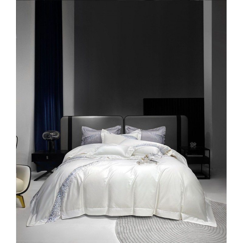 120 Long-staple Cotton Four-piece Set High-grade Simple Embroidery Light Luxury Quilt Cover Bed Sheet Bedding