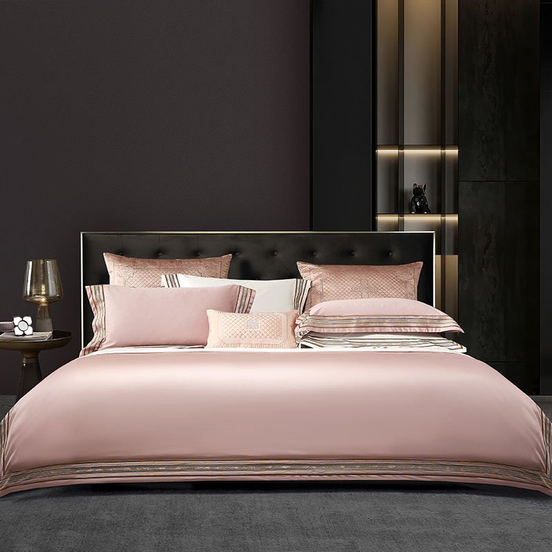 Light Luxury Solid 140 Thread Count Embroidery Solid Four Piece Bedding Set Light Luxury Solid 140 Thread Count Embroidery Solid Four Piece Bedding Set