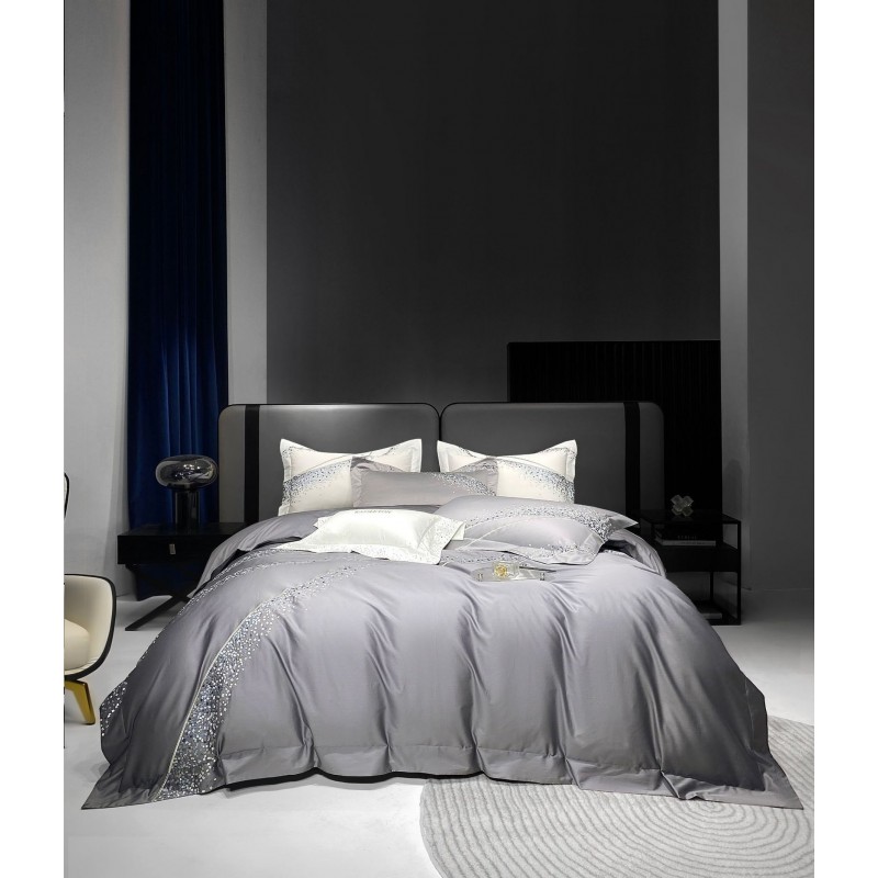 120 Long-staple Cotton Four-piece Set High-grade Simple Embroidery Light Luxury Quilt Cover Bed Sheet Bedding