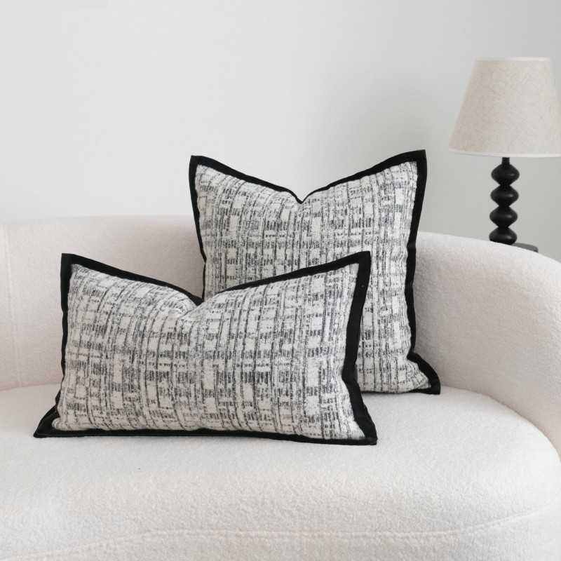 Black Edged Pillowcase Lumbar Pillow Cushion Cover For Sofasfilling Not Included