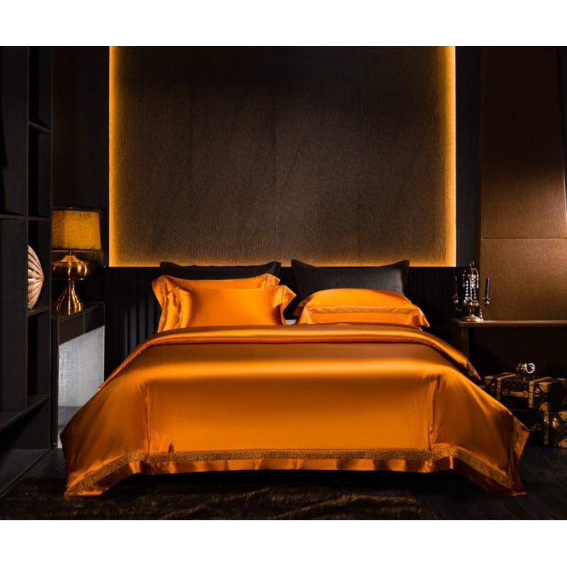 Silk Cotton Satin Hollow-out Four-piece Bedding Set