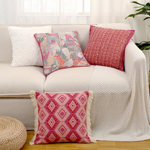 Rose Red Jacquard Girly Style Pillow Sofa Living R...