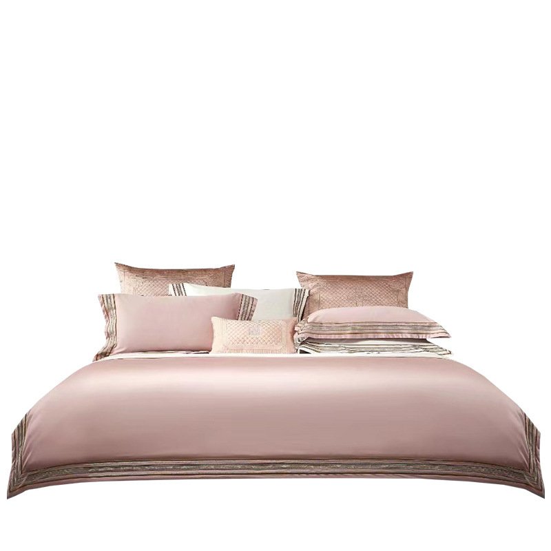 Light Luxury Solid 140 Thread Count Embroidery Solid Four Piece Bedding Set Light Luxury Solid 140 Thread Count Embroidery Solid Four Piece Bedding Set