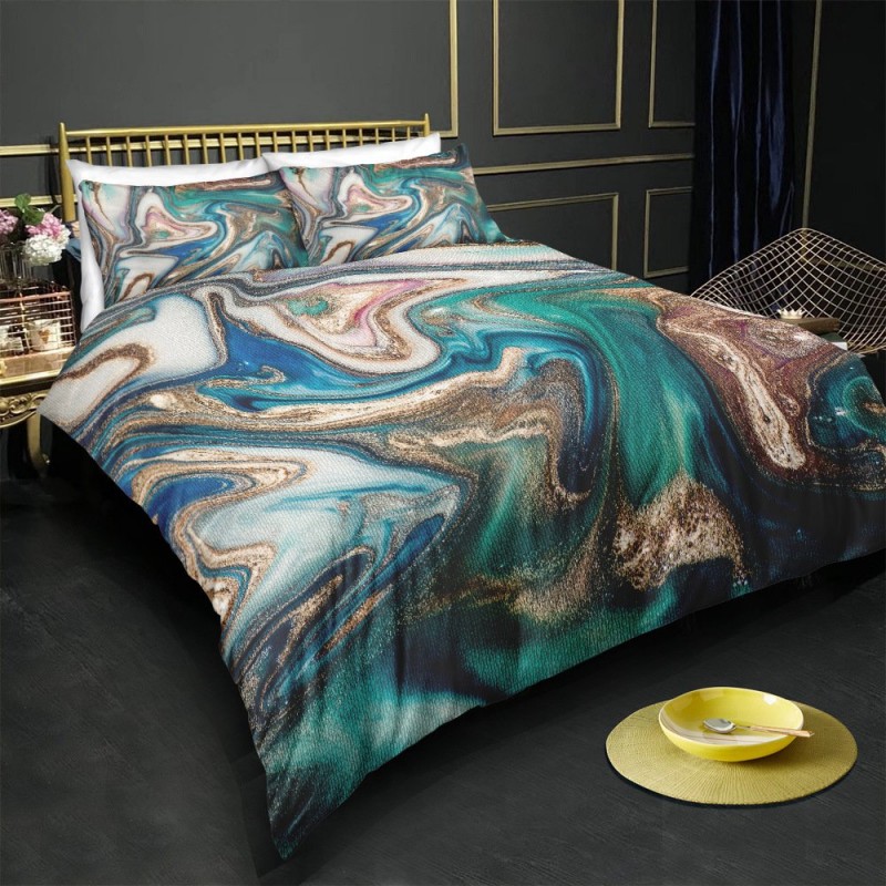 Three-piece Gilt Marble Bedding Set Three-piece Gilt Marble Bedding Set