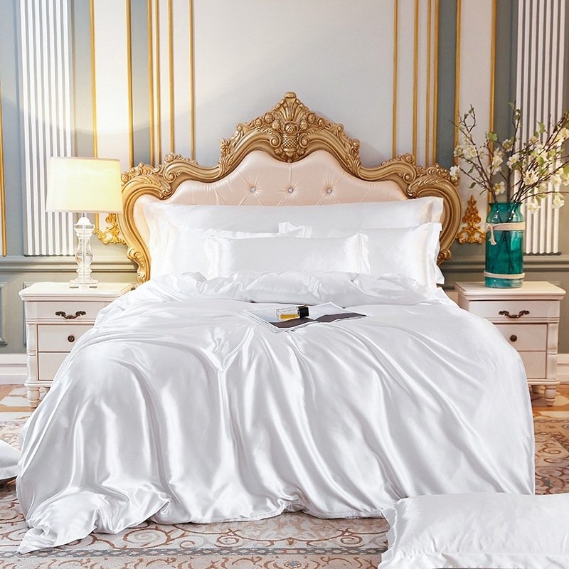 Satin-look Silk Bedding Three-piece Set