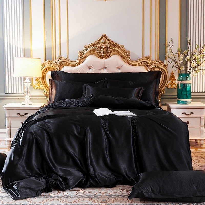 Satin-look Silk Bedding Three-piece Set
