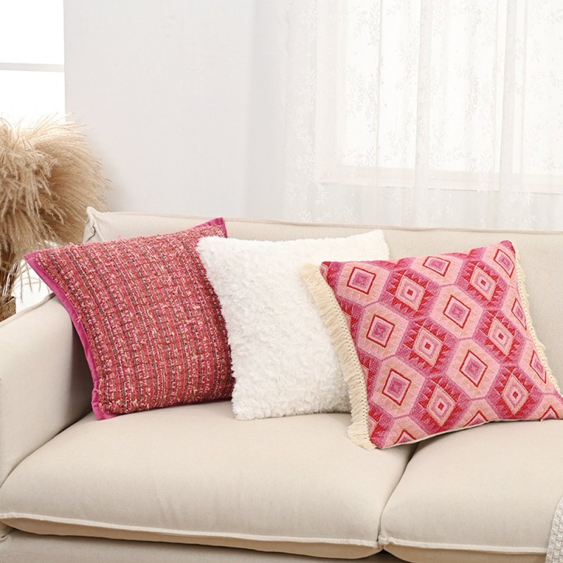 Rose Red Jacquard Girly Style Pillow Sofa Living Room Nordic Ins Cream Style Throw Pillowcase Rose Red Jacquard Girly Style Pillow Sofa Living Room Nordic Ins Cream Style Throw Pillowcase