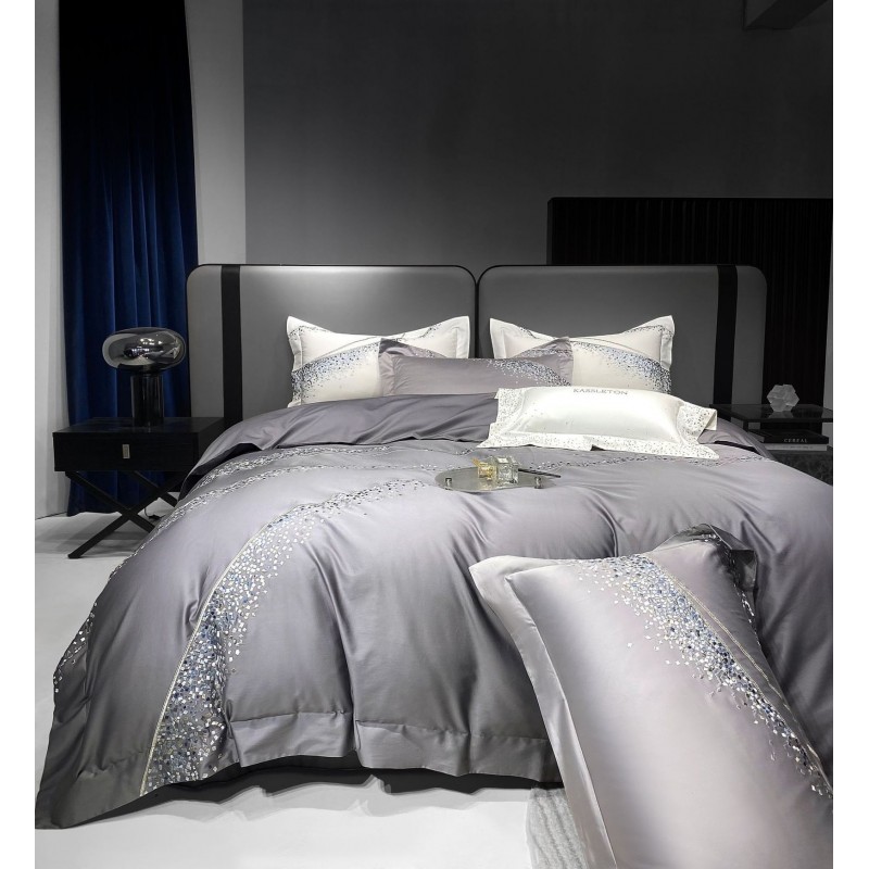 120 Long-staple Cotton Four-piece Set High-grade Simple Embroidery Light Luxury Quilt Cover Bed Sheet Bedding