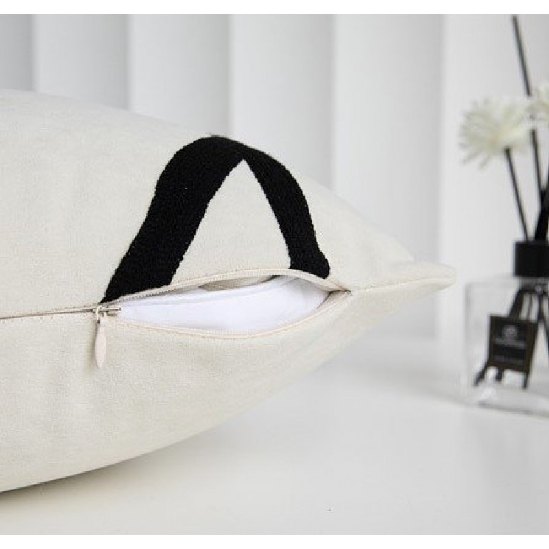Suede Black And White Towel Embroidered Abstract Line Sofa Waist Pillowcase Suede Black And White Towel Embroidered Abstract Line Sofa Waist Pillowcase