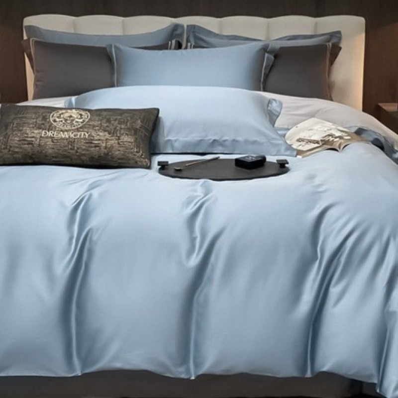 Cotton Solid-Color Bedding Thickened Bed Sheet And Duvet Cover Four-Piece Set