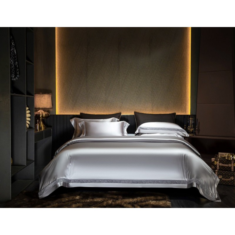 Silk Cotton Satin Hollow-out Four-piece Bedding Set