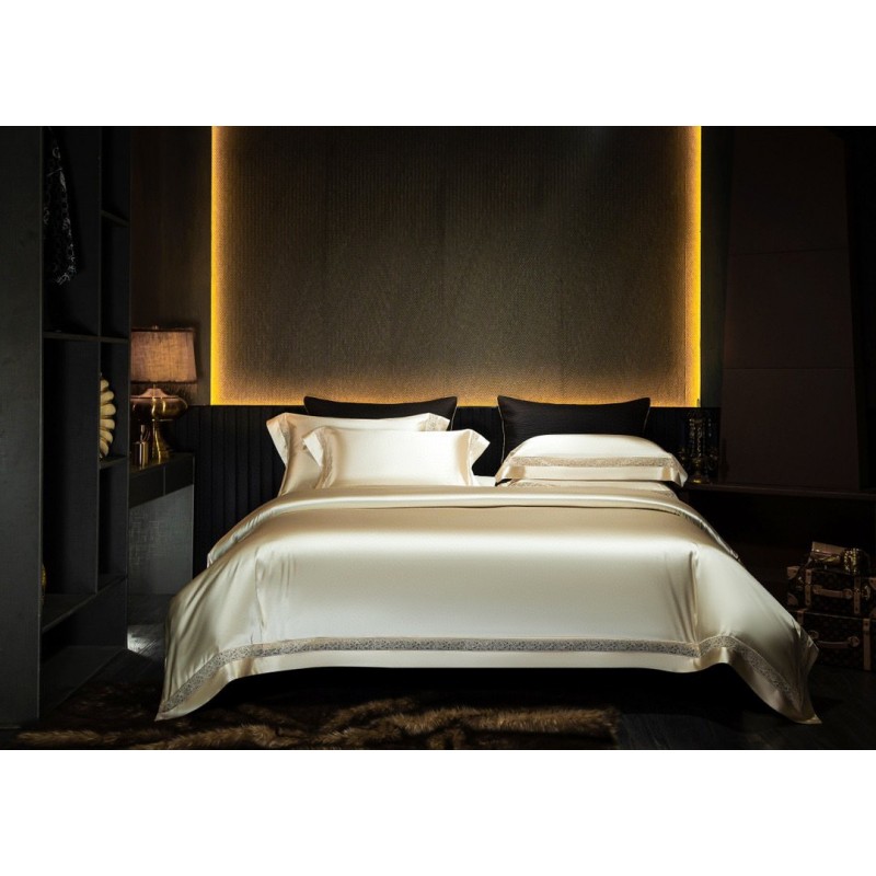 Silk Cotton Satin Hollow-out Four-piece Bedding Set