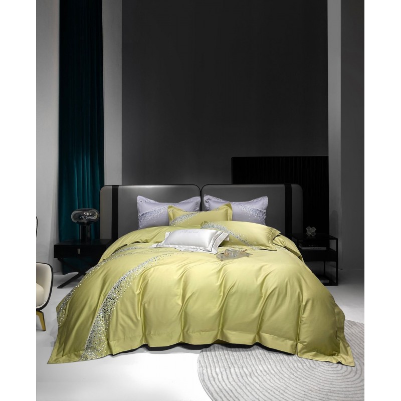 120 Long-staple Cotton Four-piece Set High-grade Simple Embroidery Light Luxury Quilt Cover Bed Sheet Bedding