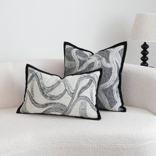 Black Edged Pillowcase Lumbar Pillow Cushion Cover...