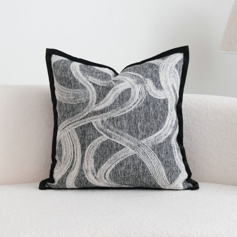 Black Edged Pillowcase Lumbar Pillow Cushion Cover For Sofasfilling Not Included