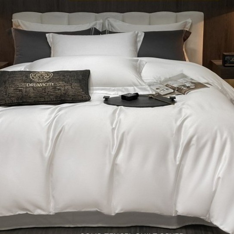 Cotton Solid-Color Bedding Thickened Bed Sheet And Duvet Cover Four-Piece Set