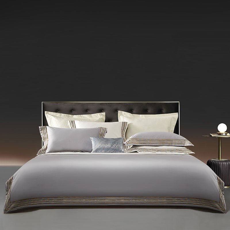 Light Luxury Solid 140 Thread Count Embroidery Solid Four Piece Bedding Set Light Luxury Solid 140 Thread Count Embroidery Solid Four Piece Bedding Set