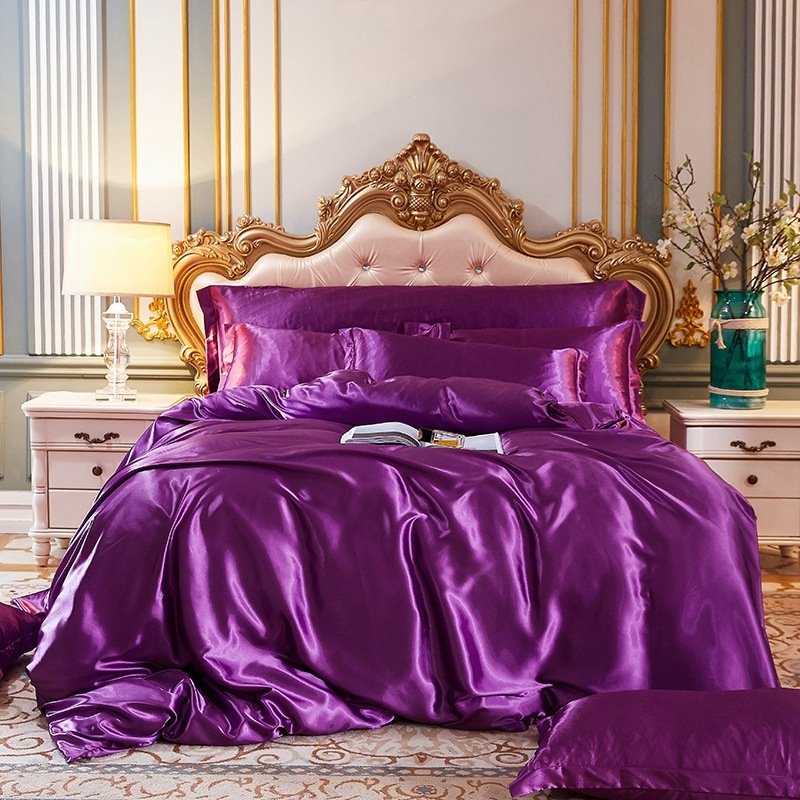 Satin-look Silk Bedding Three-piece Set