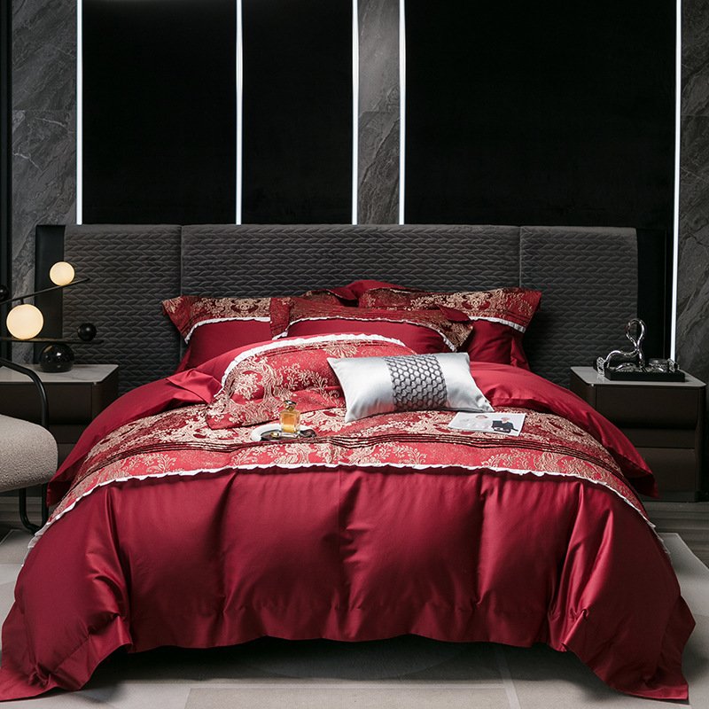 Long-staple Cotton Four-piece Set Jacquard Quilt Cover Bed Sheet Bedding Long-staple Cotton Four-piece Set Jacquard Quilt Cover Bed Sheet Bedding