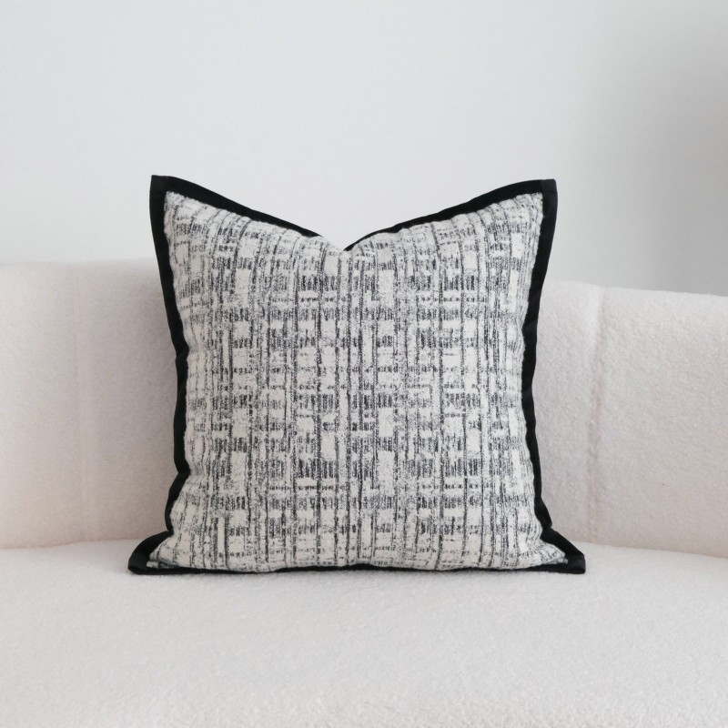 Black Edged Pillowcase Lumbar Pillow Cushion Cover For Sofasfilling Not Included