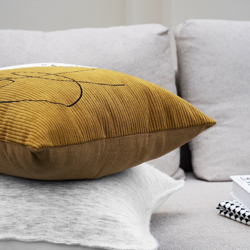 Nordic Modern Corduroy Embroidered Throw Pillow Nordic Modern Corduroy Embroidered Throw Pillow