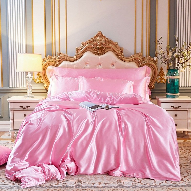 Satin-look Silk Bedding Three-piece Set